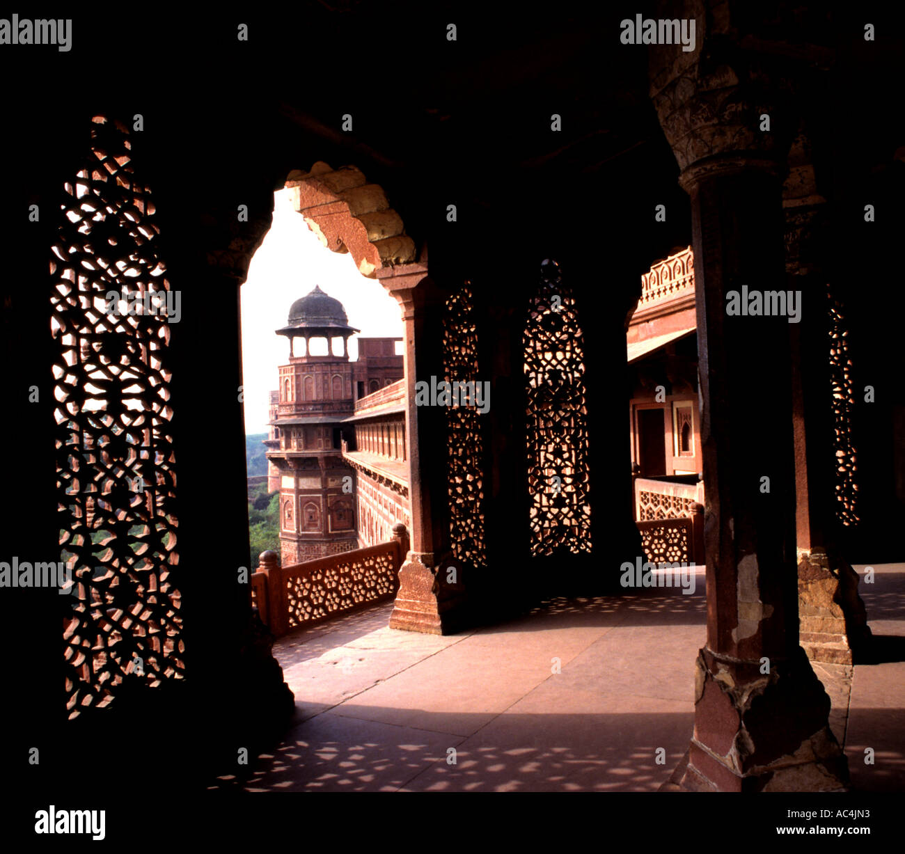 Fort Rouge Agra Inde Indian empereur Akbar Moghal Banque D'Images