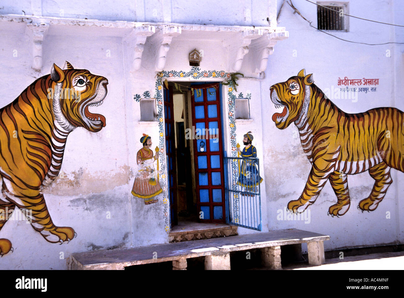 Inde Rajasthan Udaipur Ville Asie Lac Picola peintures Peinture tiger Banque D'Images