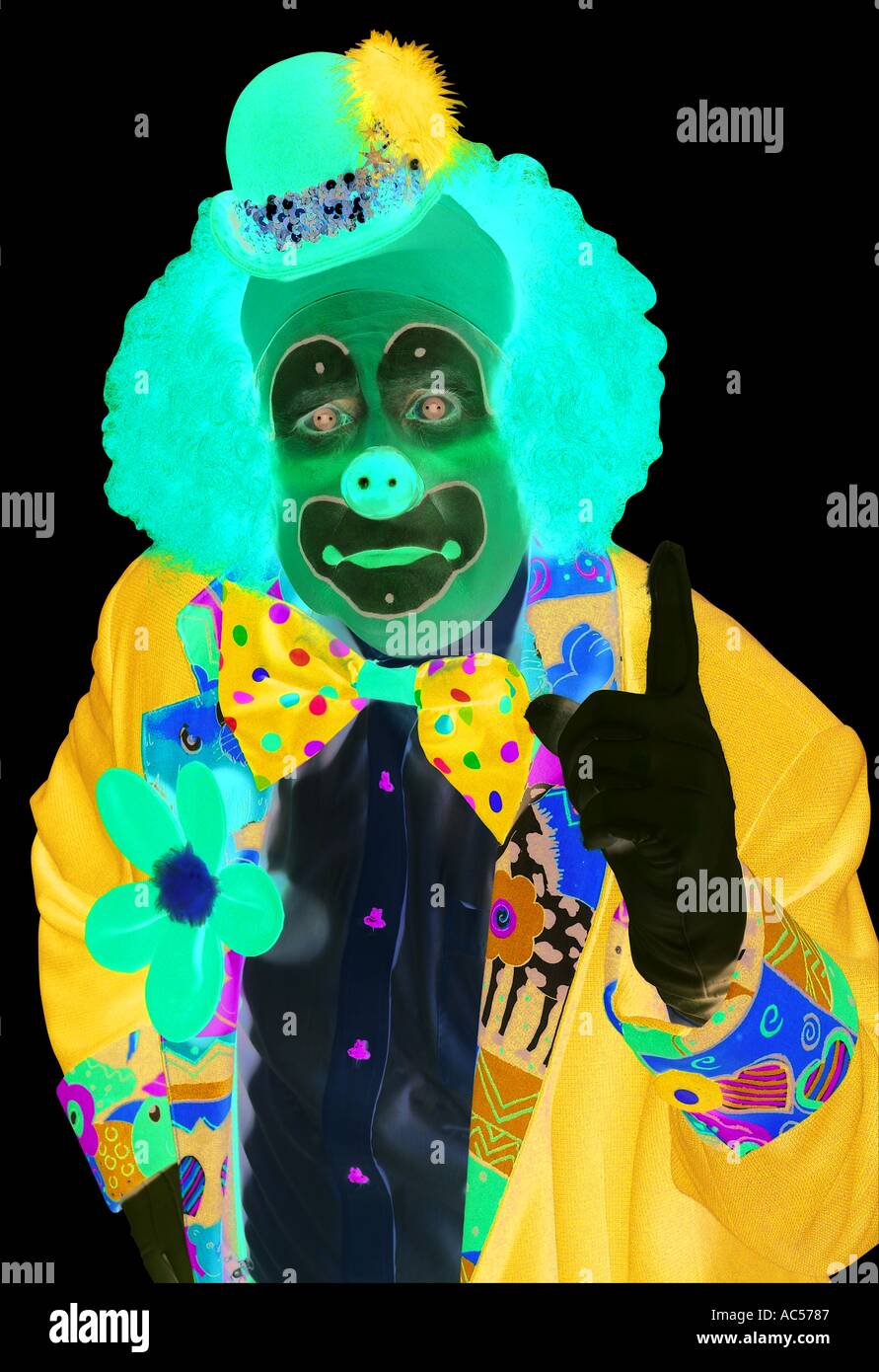 Les métiers et les métiers d'affaires Business clown triste clown triste pointant vers jpg jpg travail travailler Banque D'Images