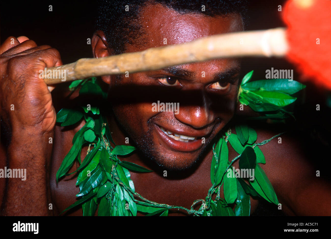 La danse au Village de Fidji Banque D'Images