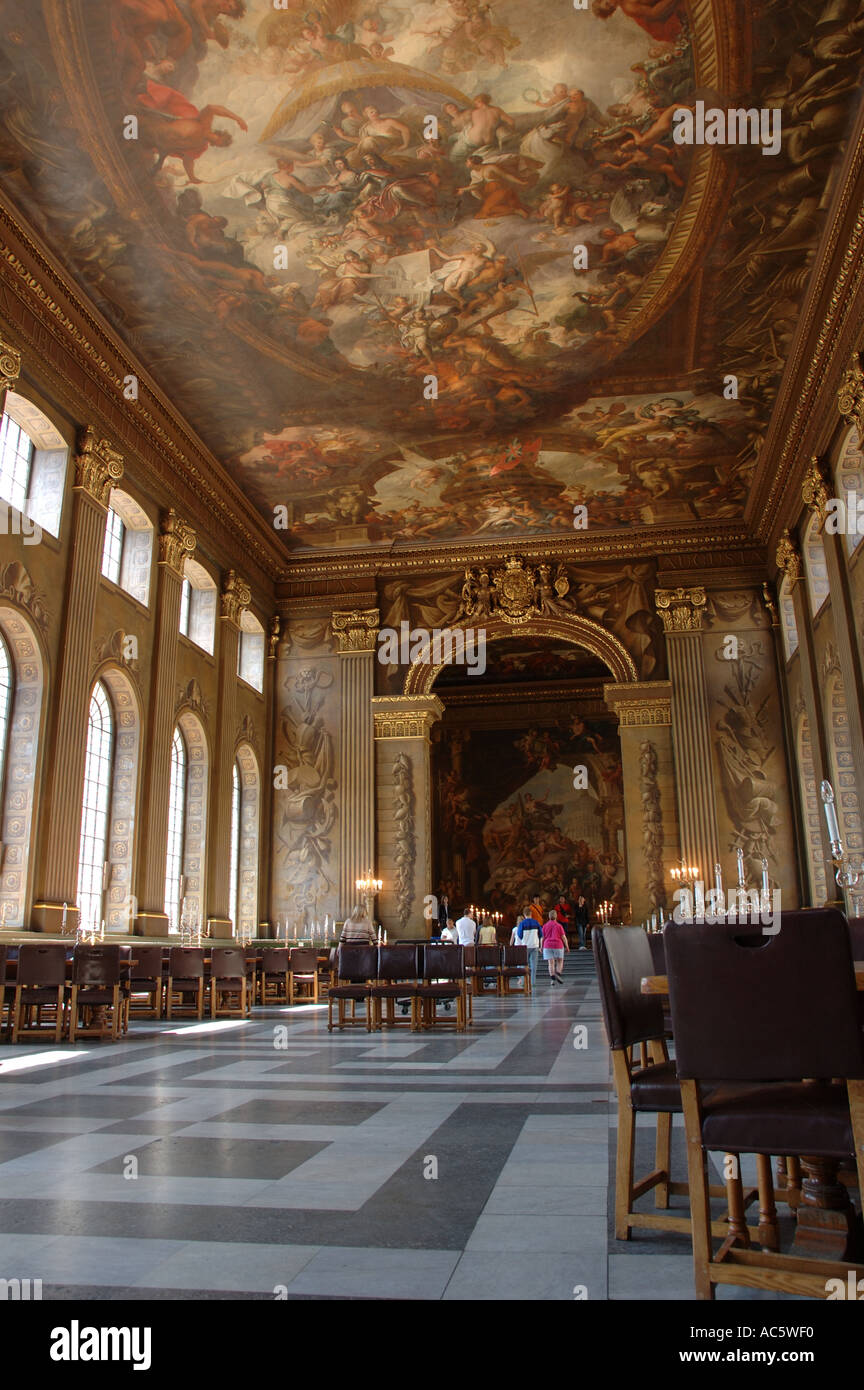 Hall peint dans la région de Old Royal Naval College Greenwich, London, UK Banque D'Images