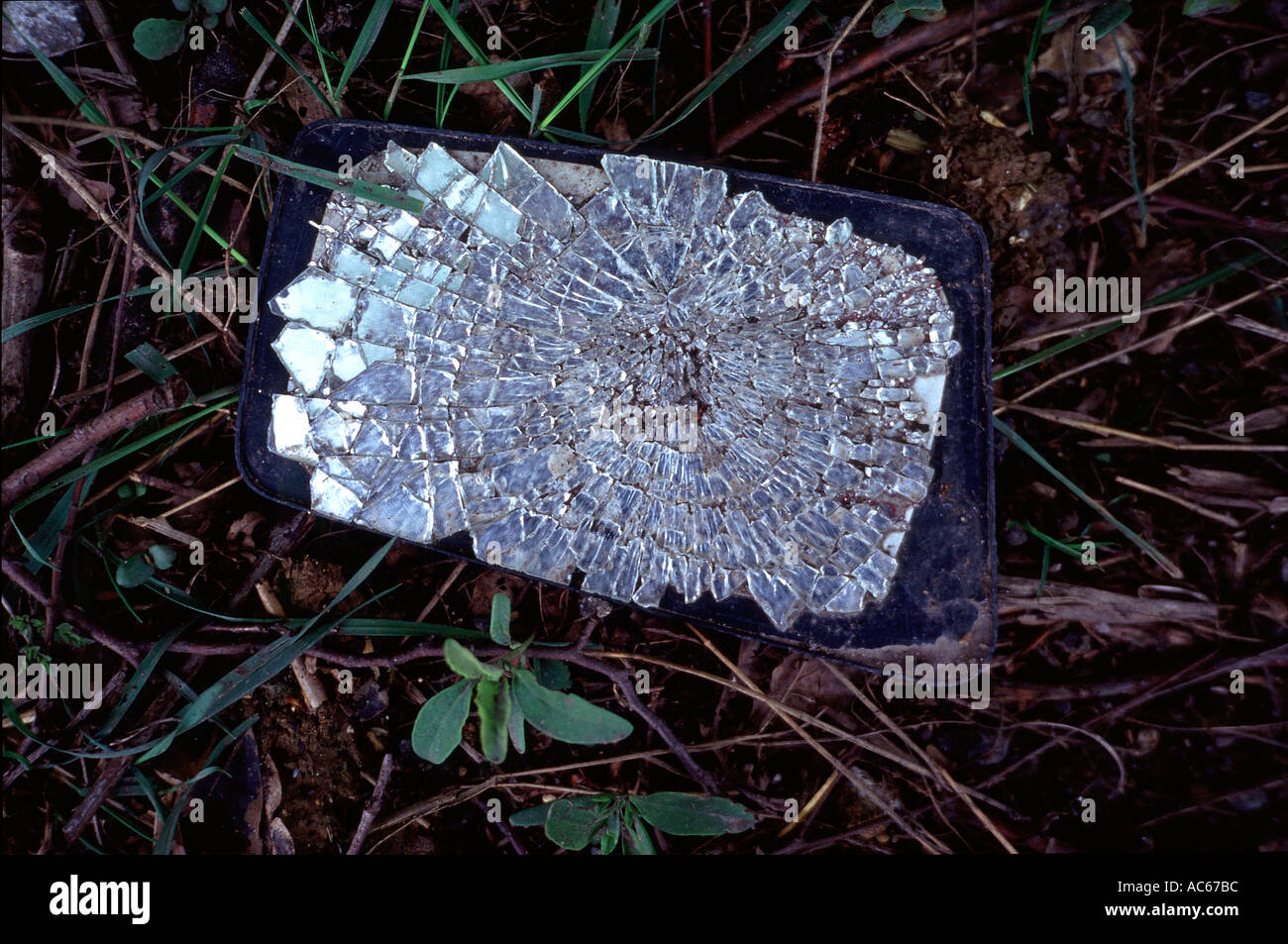 Miroir brisé sur le champ Banque D'Images