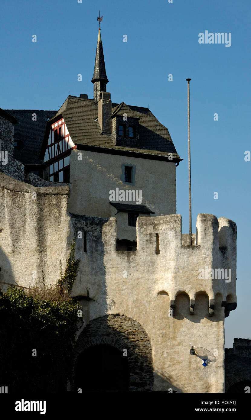 Forteresse de Marksburg Braubach sur le Rhin, l'Allemagne, datant du 13ème.ch. Banque D'Images