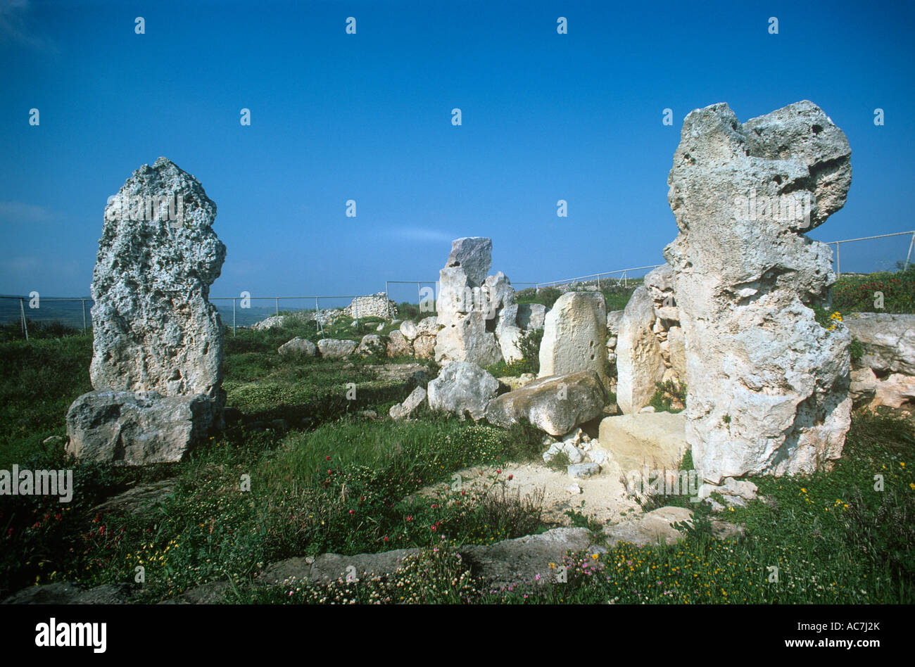 Ruines du temple de Skorba Malte s plus vieux temple à Zebbieh de circa 3500 dates BC Banque D'Images