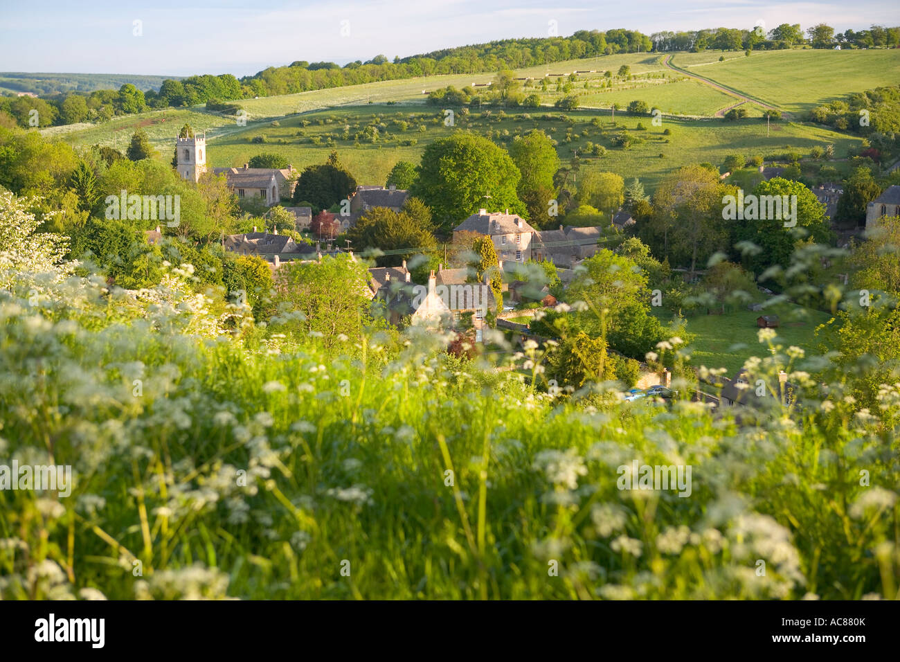 Avis de Naunton dans les Cotswolds Gloucestershire UK Banque D'Images