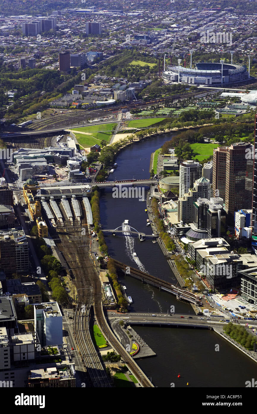 La Rivière Yarra Melbourne Australie Victoria aerial Banque D'Images