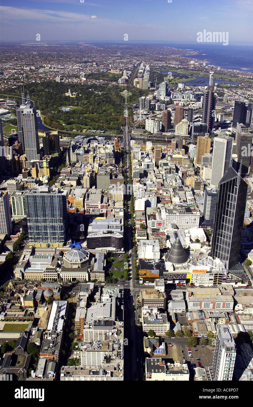 Swanston Street Melbourne Victoria Australia aerial Banque D'Images