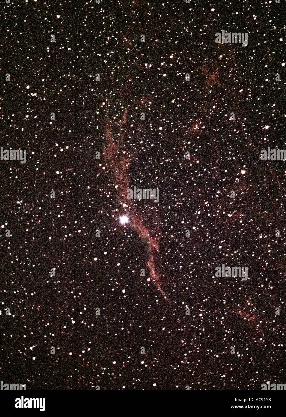 Balai de sorcière, nébuleuse nébuleuse de Bridal Veil, Cygnus Loop, Veil Nebula NGC 6960, la supernova remnant se trouve à environ 1400 années-lumière d'un Banque D'Images