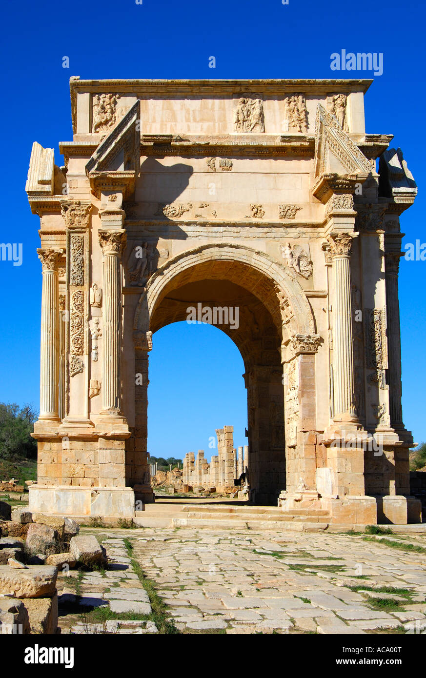 Arc de Septime Sévère Leptis Magna Libye Banque D'Images