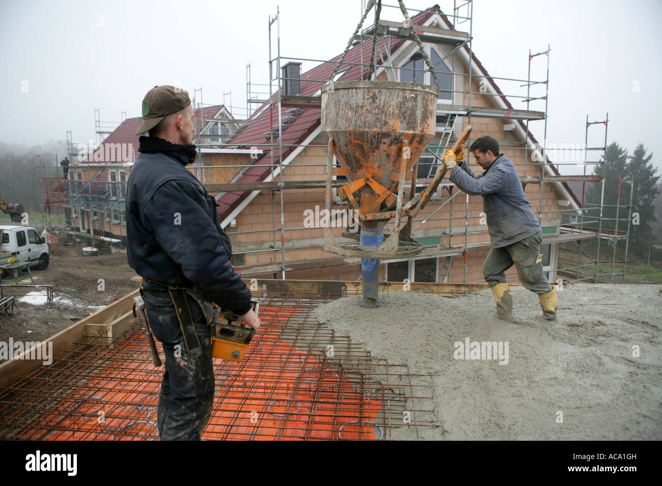 Construction de béton, Essen, Rhénanie du Nord-Westphalie, Allemagne Banque D'Images