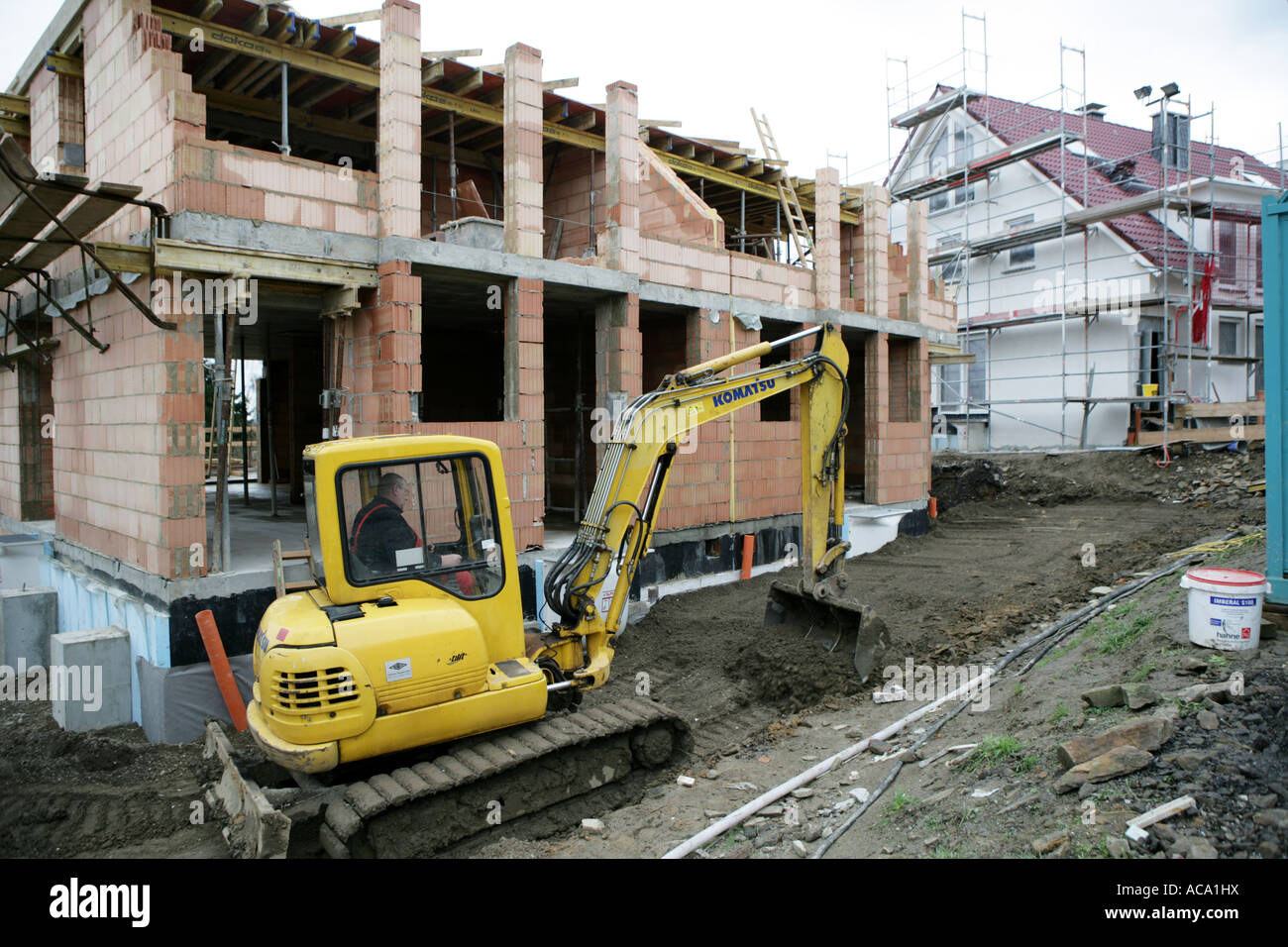 Construction d'une maison, Essen, Rhénanie du Nord-Westphalie, Allemagne Banque D'Images