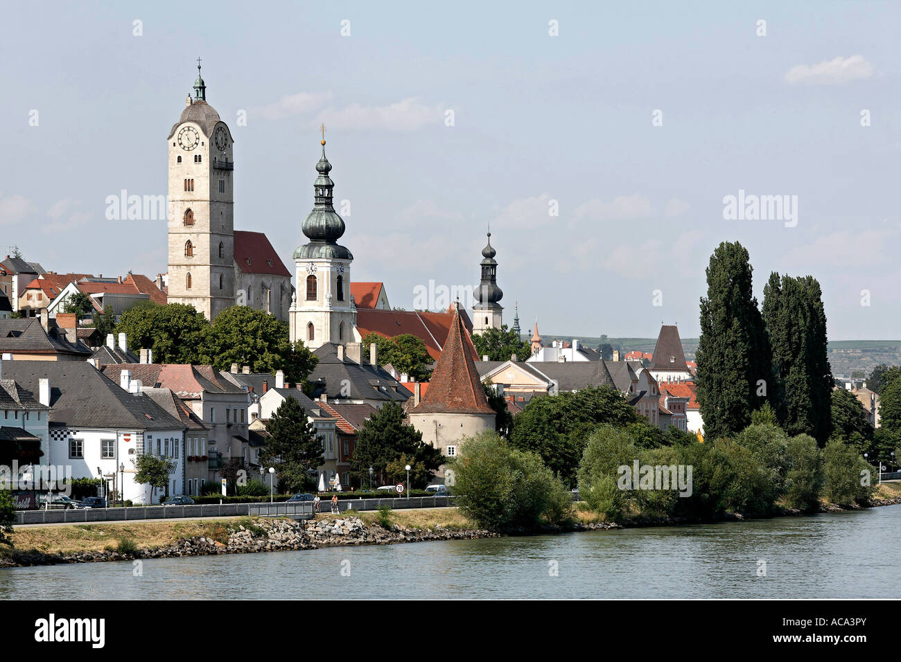 Vue panoramique Stein sur le Danube, Wachau, Basse-Autriche, Autriche Banque D'Images