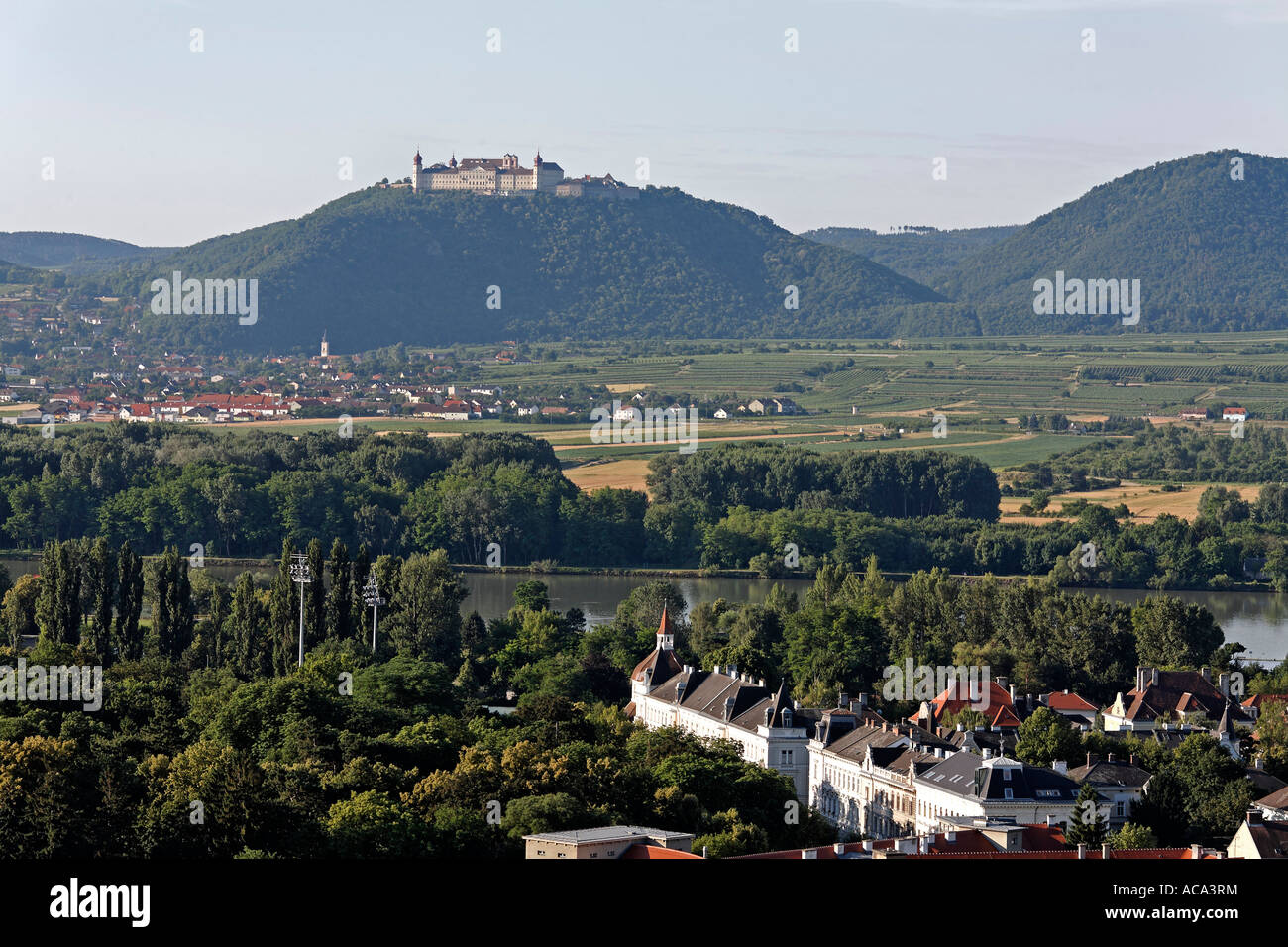 Wachau, vue de Furth et Goettweig, Basse-Autriche, Autriche Banque D'Images