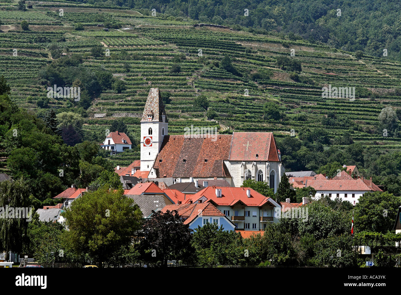 Église paroissiale Spitz, 1000 bucket Hill, Wachau, Basse-Autriche, Autriche Banque D'Images