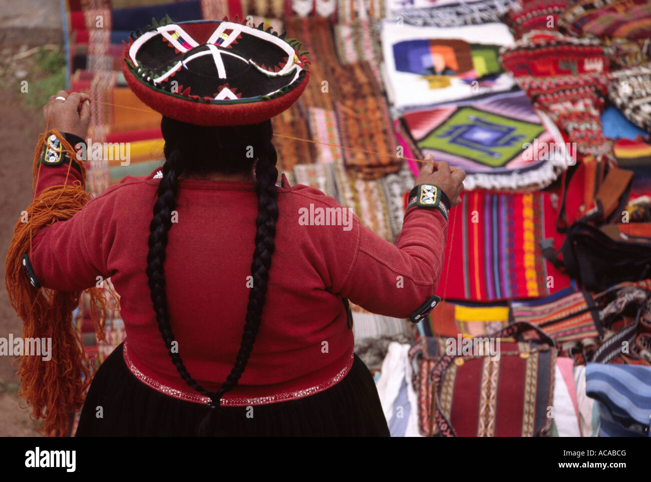 Femme andine - Chinchero, Urubamba Pérou Banque D'Images