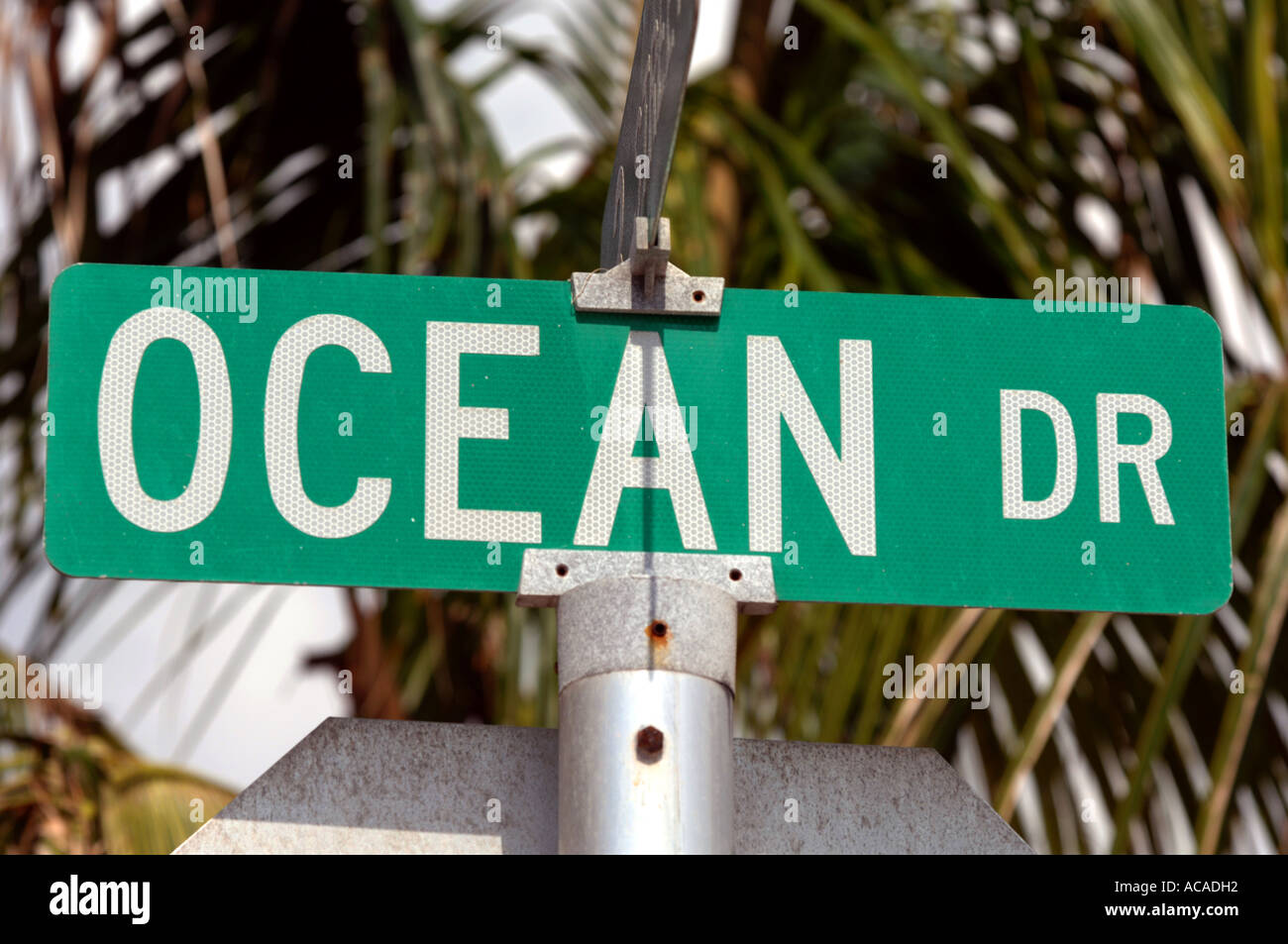 Ocean Drive Miami Floride Etats-unis signe secteur Art Déco Banque D'Images