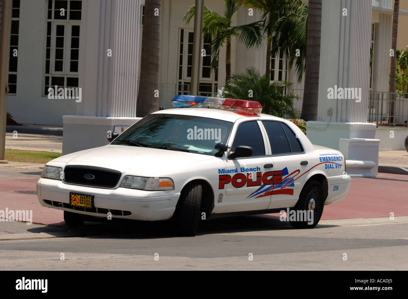 Voiture de police de Miami Miami Floride secteur Art Déco USA Banque D'Images
