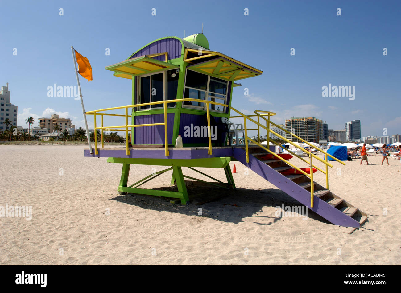 Lifeguard hut sur zone Art Déco de South Beach South Beach Miami Florida USA Banque D'Images