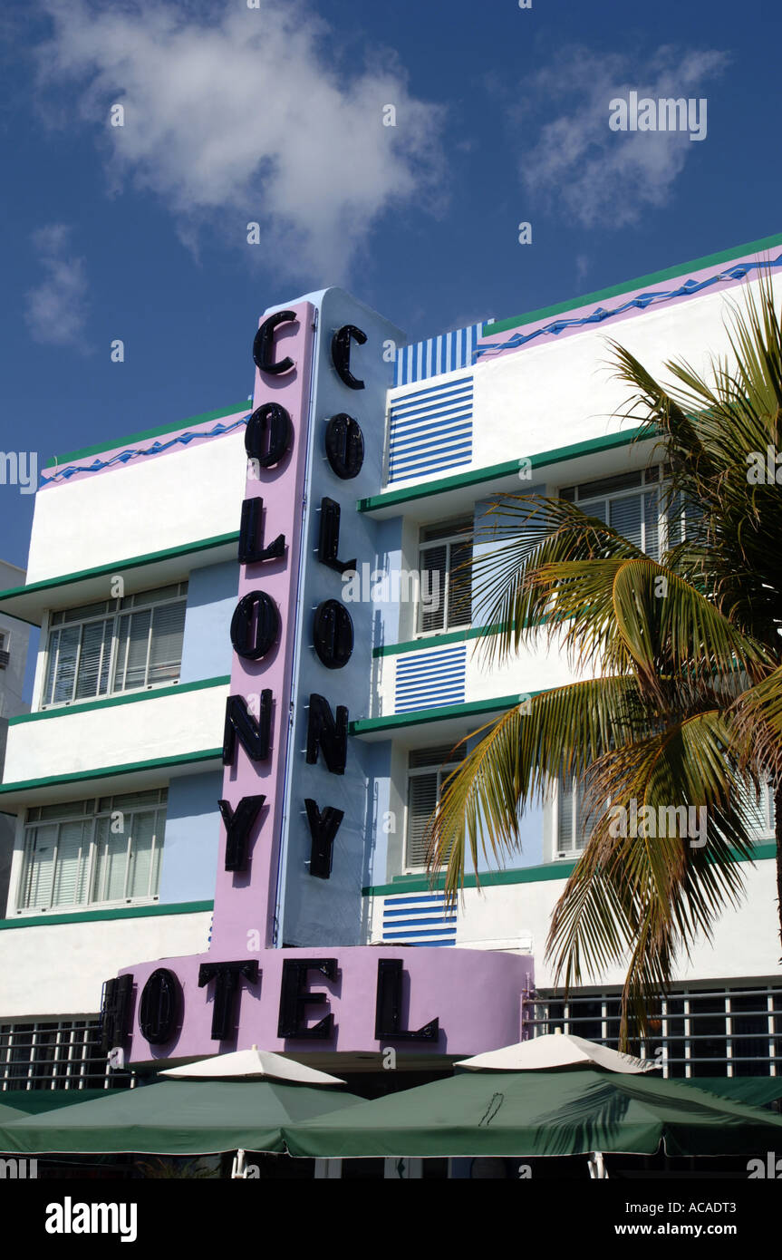 Colony Hotel sur Ocean Drive zone Art Déco de South Beach South Beach Miami Florida USA Banque D'Images Colony Hotel sur Ocean Drive zone Art Déco de South Beach South Beach Miami Florida USA Banque D'Images