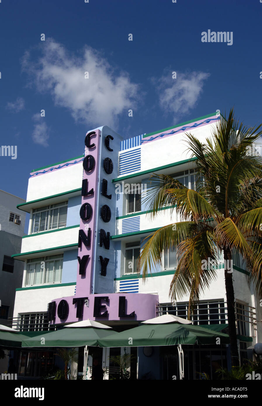 Colony Hotel sur Ocean Drive zone Art Déco de South Beach South Beach Miami Florida USA Banque D'Images Colony Hotel sur Ocean Drive zone Art Déco de South Beach South Beach Miami Florida USA Banque D'Images