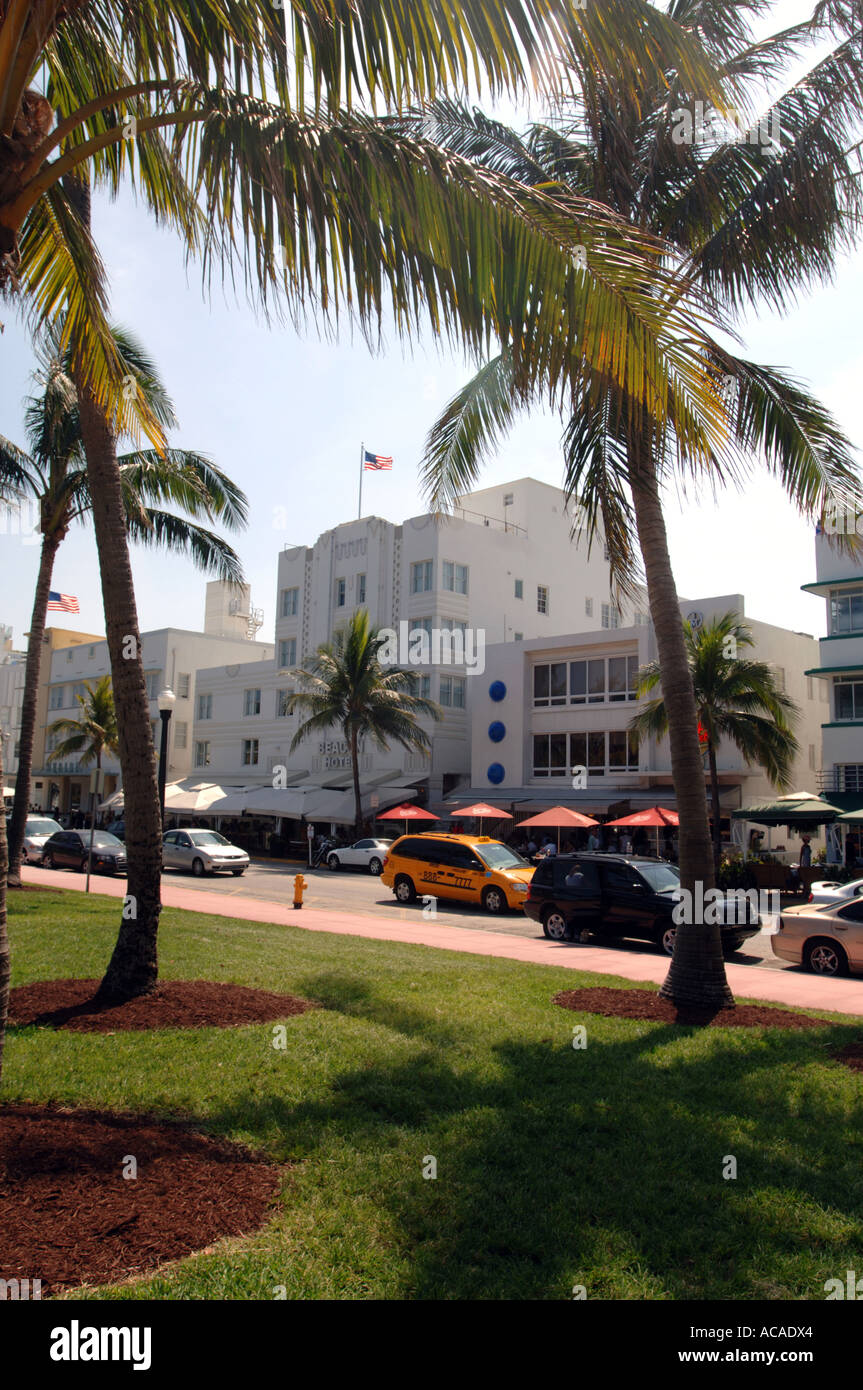 Ocean Drive zone Art Déco de South Beach Miami Florida USA Banque D'Images