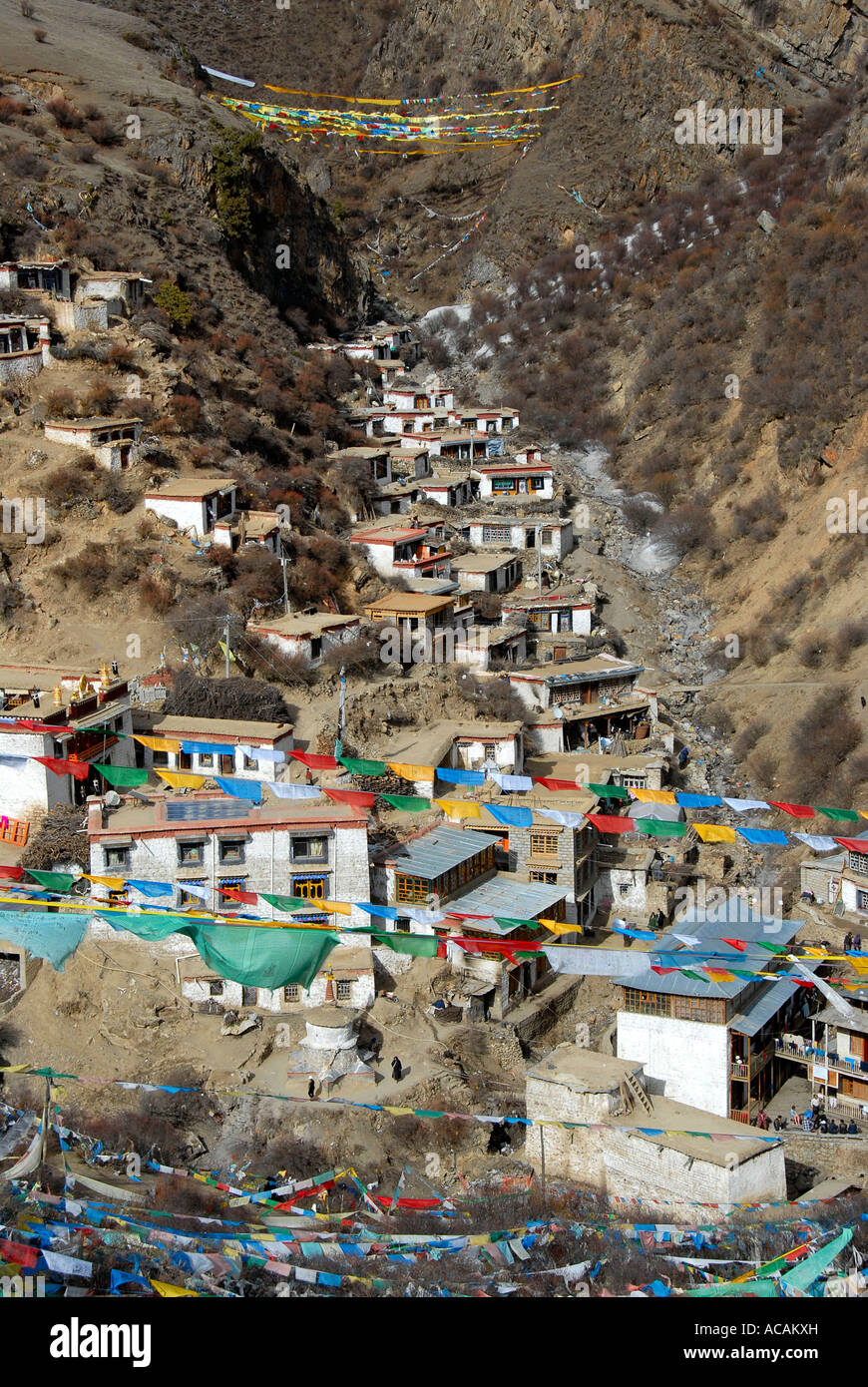Le bouddhisme tibétain vue d'Tidrum Tibet Chine antiq Banque D'Images
