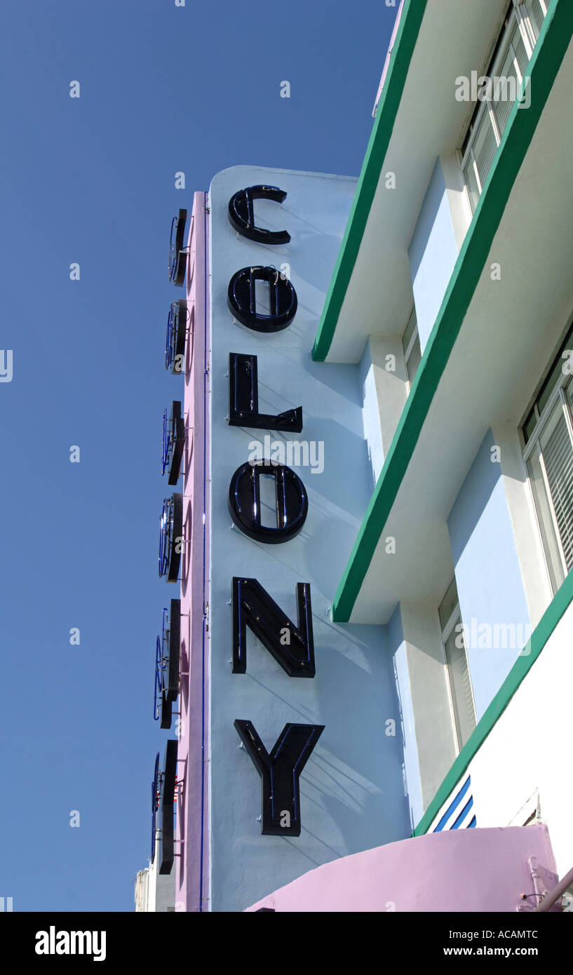 Colony Hotel Ocean Drive Miami Floride secteur Art Déco Banque D'Images