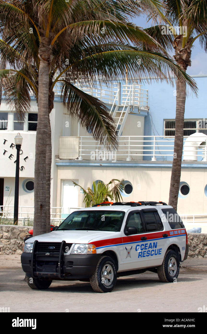Sauvetage l'océan et la plage de Miami Florida USA siège Banque D'Images