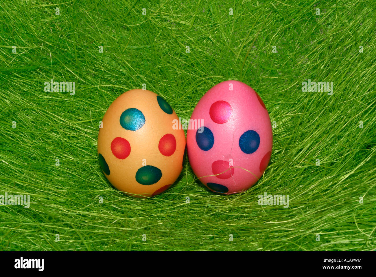 Deux oeufs de Pâques peints Banque D'Images