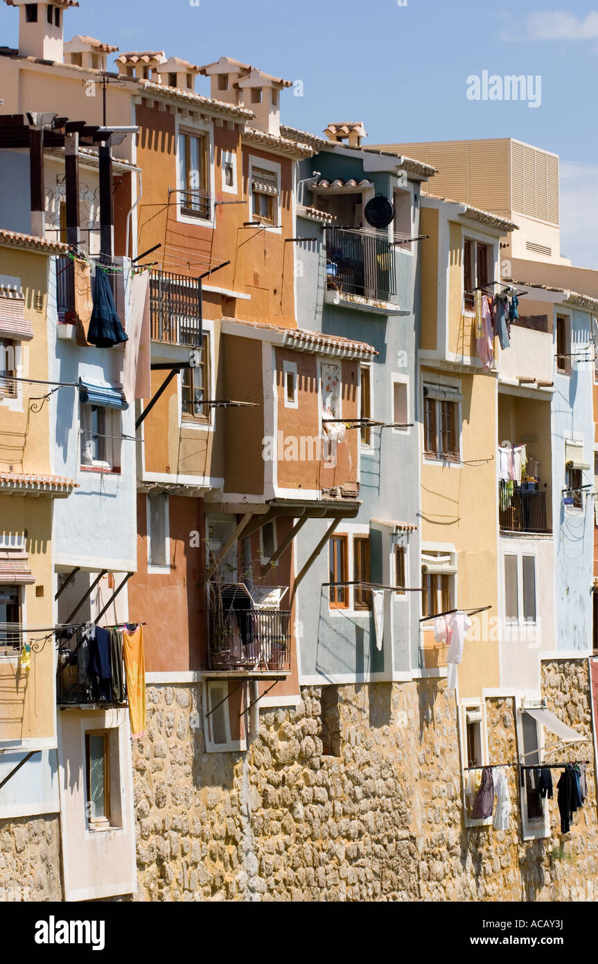 Maisons peintes de couleurs vives à Villajoyosa Costa Blanca Espagne Banque D'Images