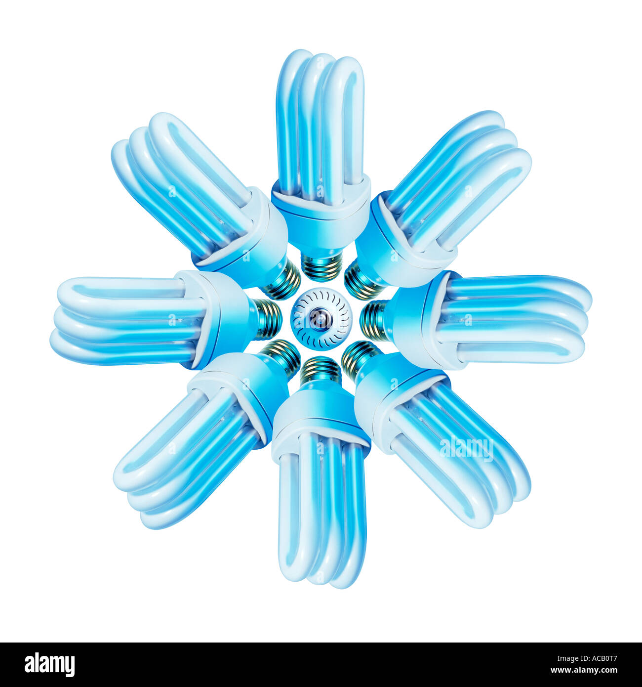 Les ampoules fluorescentes compactes disposées en forme d'une fleur Banque D'Images