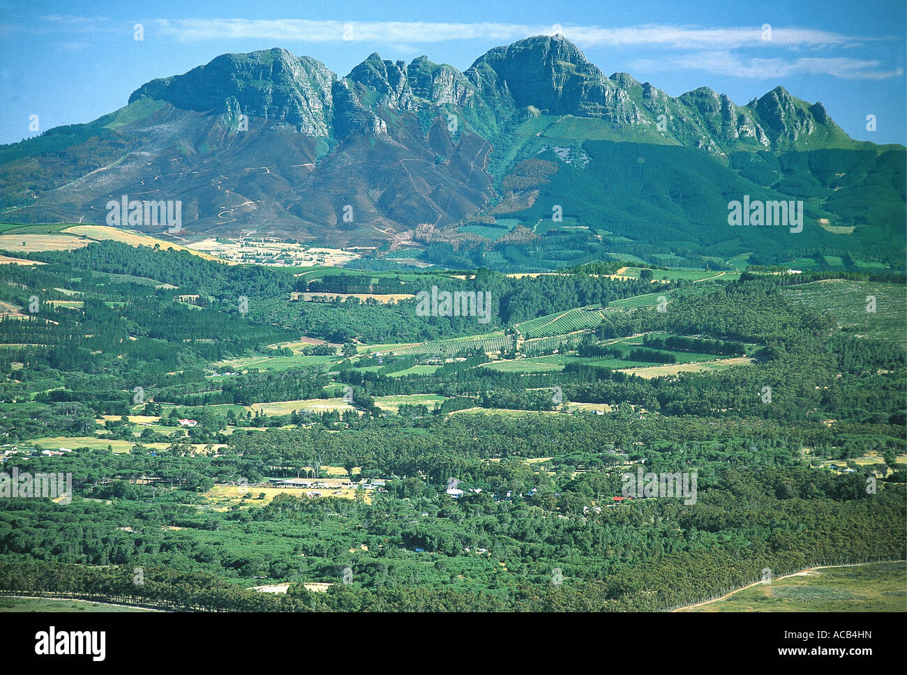 Montagnes près de Helderberg Stellenbosch vu de Sir Lowry Pass s South West Cape Afrique du Sud Banque D'Images