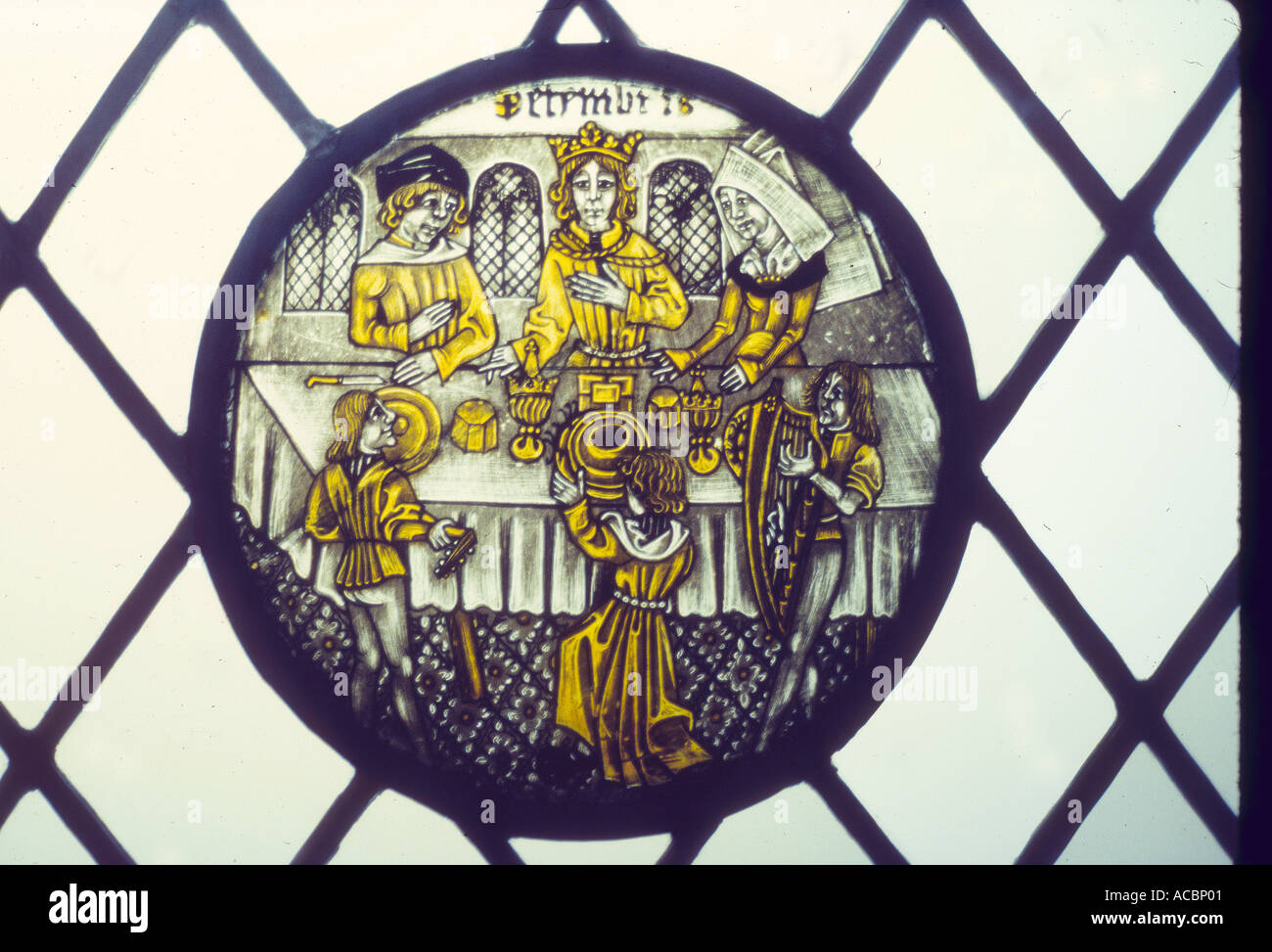 Cocarde de vitraux, Décembre, fête de Noël Banque D'Images