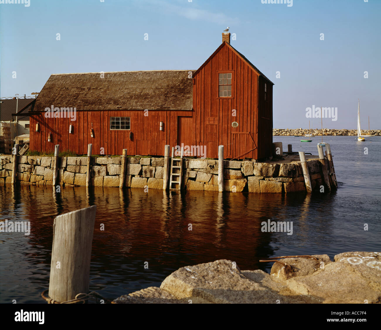 Le Massachusetts Rockport Harbor avec Motif No 1 Fishing Shed USA Banque D'Images