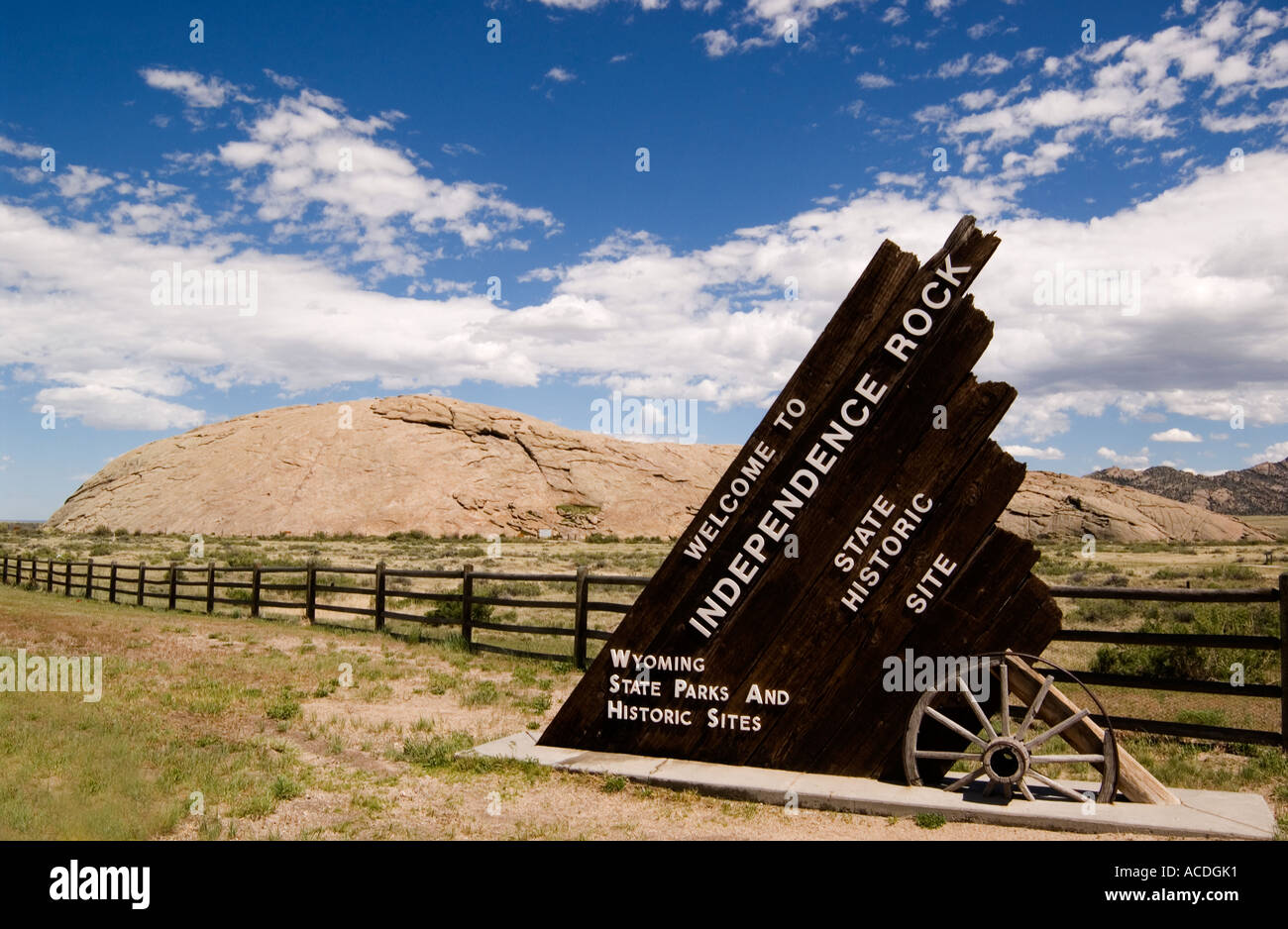 Panneau d'entrée Rock indépendance USA Wyoming Banque D'Images