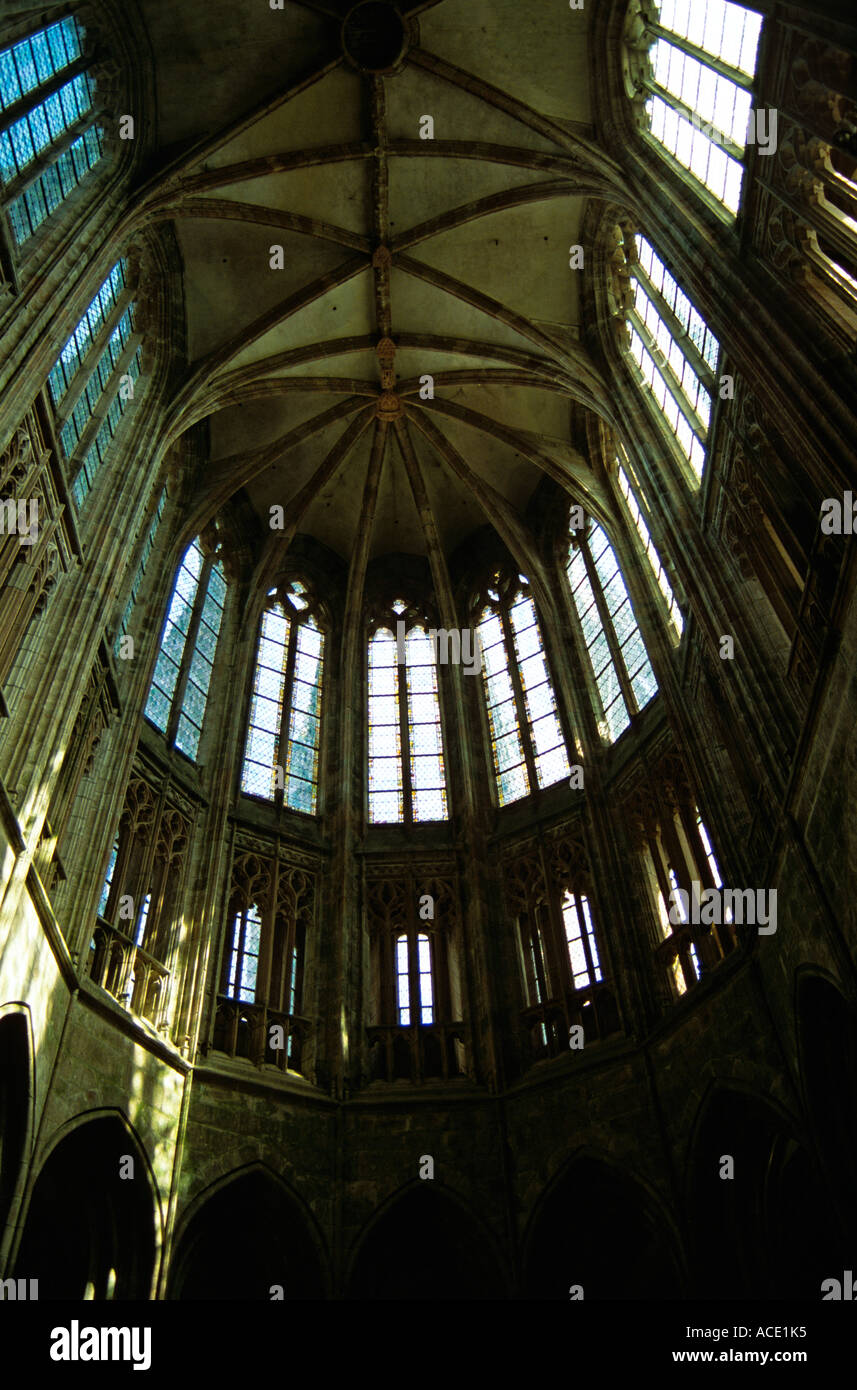 À l'intérieur de l'abbaye, le Mont Saint Michel, Normandie, France Banque D'Images