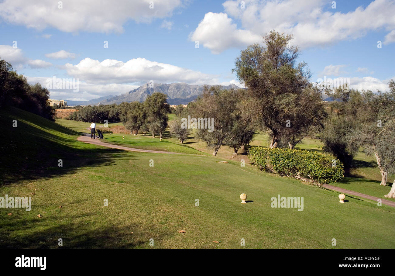Golf à proximité de Marbella espagne liens golf Le golf fairway vert exercice sport fun loisirs passe-temps plaisir Banque D'Images