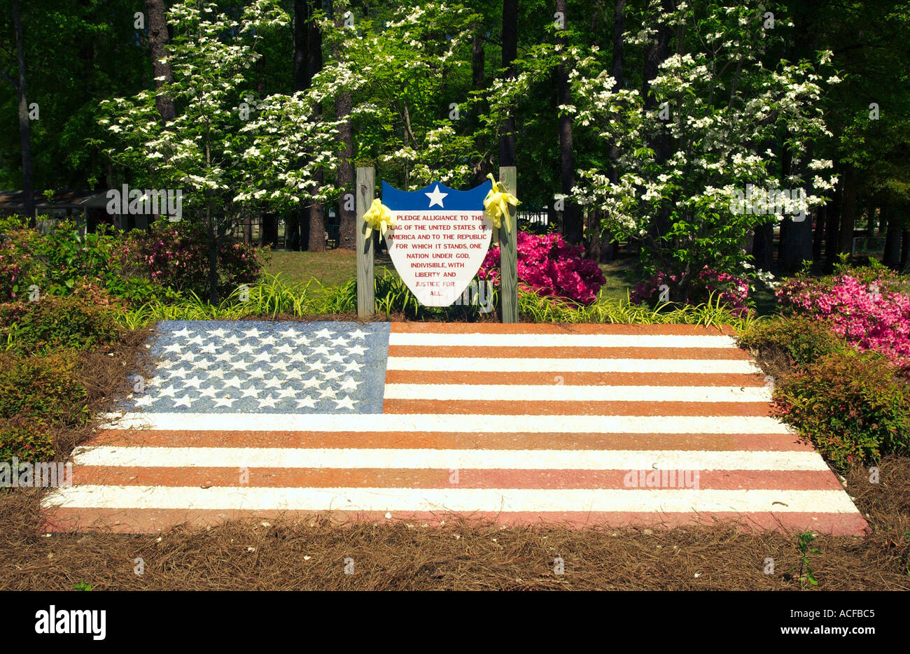 Le serment d'allégeance et drapeau américain à Sylvester, Georgia, USA Banque D'Images