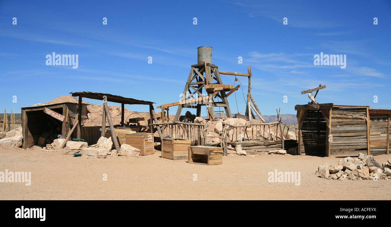 Reconstitution d'une mine d'or sur un ranch près du Grand Canyon, Arizona USA. Banque D'Images