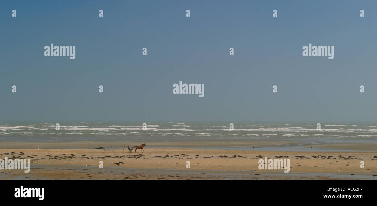 Scène paisible au Omaha Beach, site de l'un des plus grands de l'histoire des invasions militaires Banque D'Images