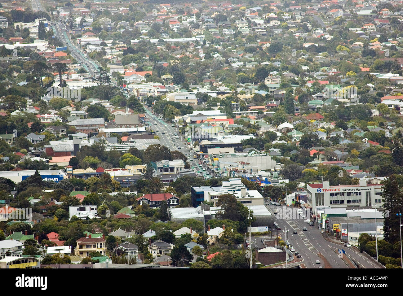Dominion Road Auckland Skytower vue de l'Île du Nord Nouvelle-zélande Banque D'Images