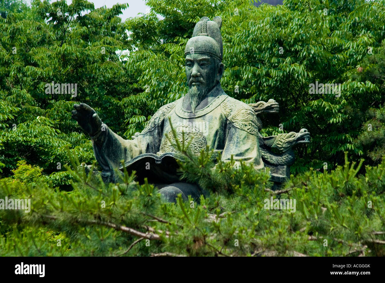 Statue du Roi Sejong de Séoul Corée du Sud palais Deoksugung Banque D'Images