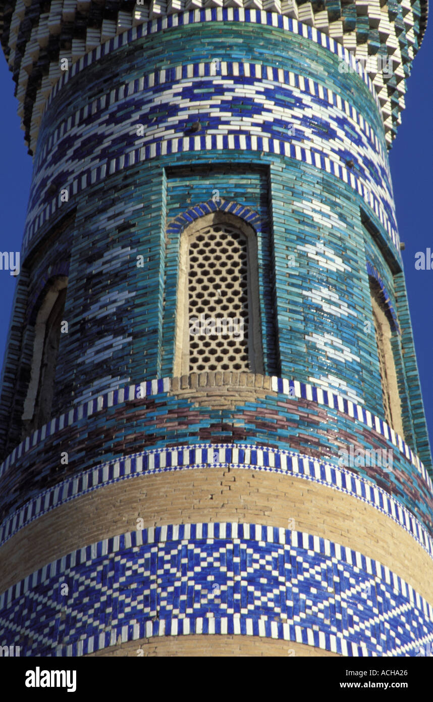 Minaret Islam Khodja, Khiva, Ouzbékistan, l'Asie centrale Banque D'Images