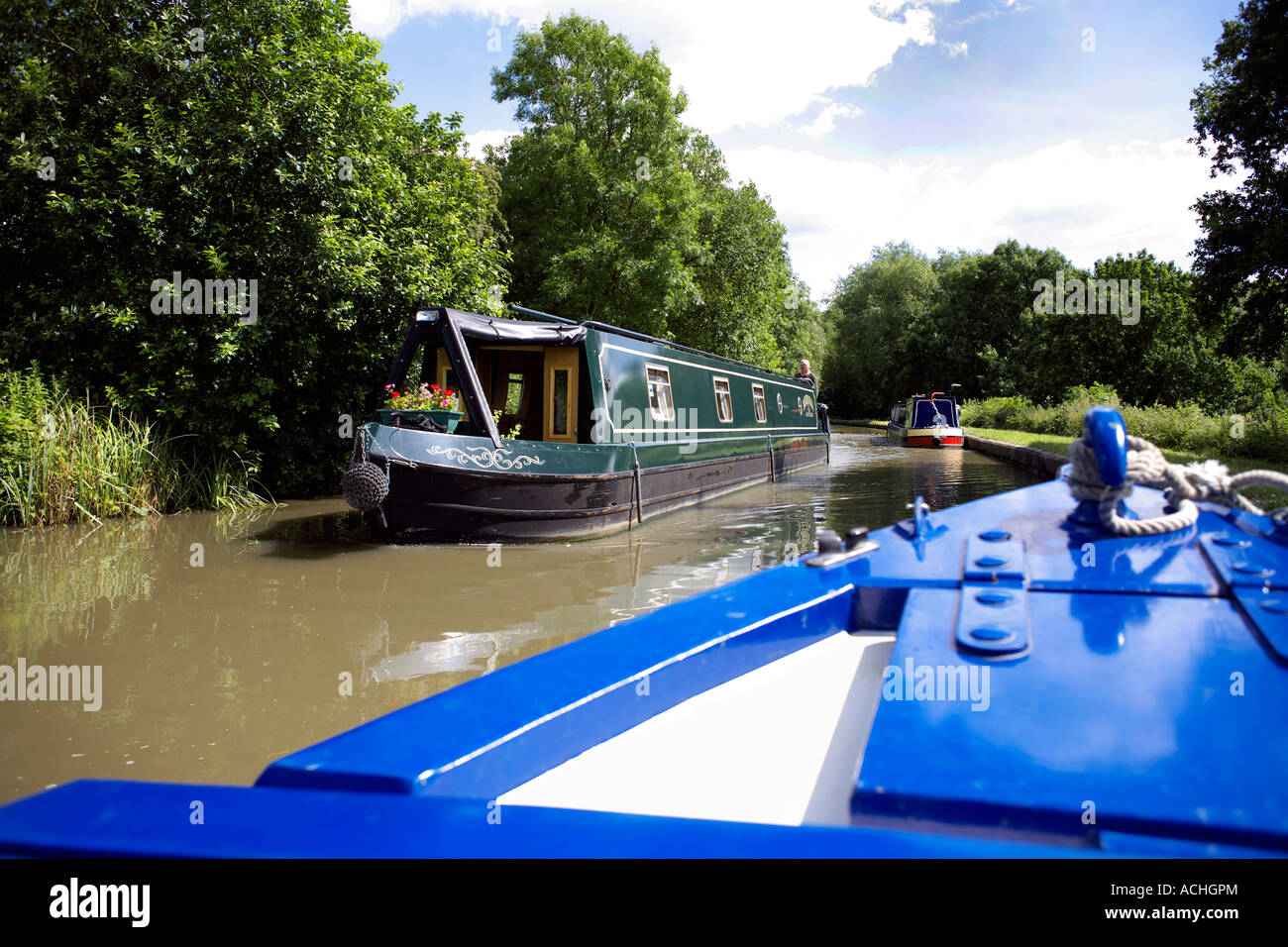 Narrowboats sur le canal d'Oxford North Warwickshire Banque D'Images