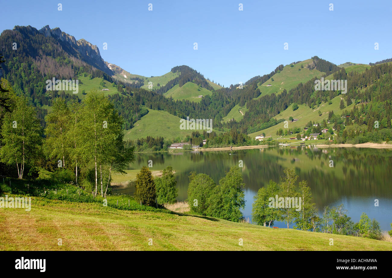Paysage préalpin près du lac Schwarzsee fribourgoises alpes Suisse Banque D'Images