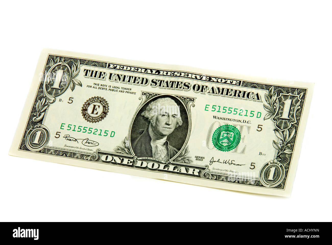 One dollar bill close up, cut out - concept de la pauvreté, vivant avec un dollar par jour. Banque D'Images