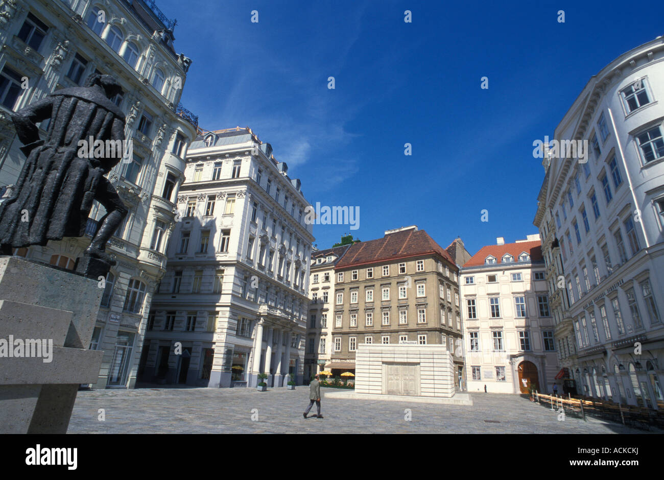 Judenplatz place avec un mémorial de Rachel Whitbread à Vienne Autriche Banque D'Images