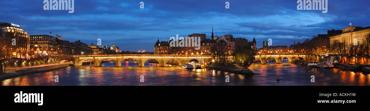 L'île Saint-Louis et le Pont Neuf par un soir Nuageux, Paris, France Banque D'Images