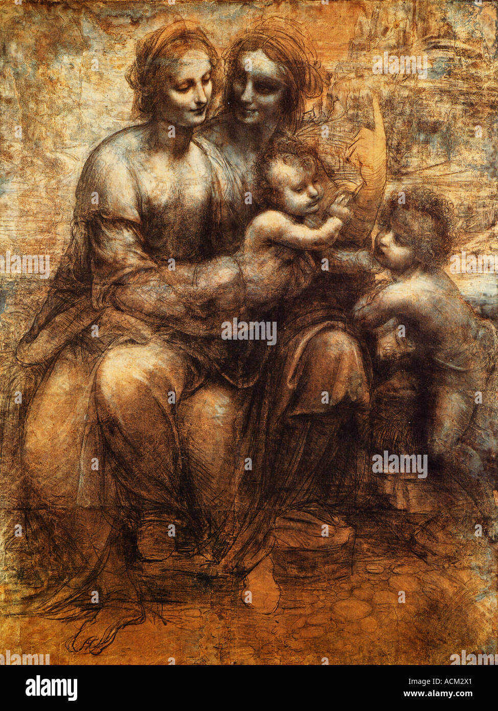 Le Burlington House Cartoon (la Vierge et l'Enfant avec sainte Anne), 1499-1501 par Leonardo da Vinci 1452-1519 Banque D'Images