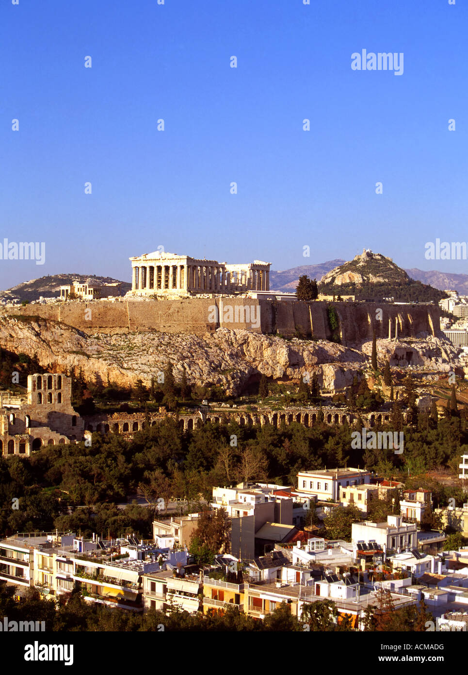 Grèce Athènes vue de l'Acropole à la verticale Banque D'Images